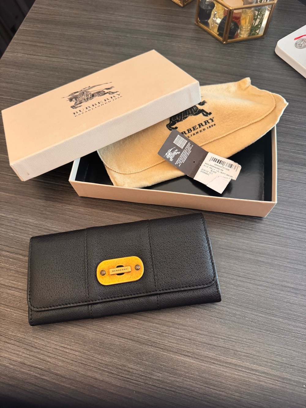Burberry Black Leather Continental Wallet